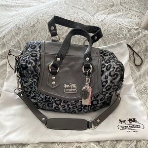 Coach animal print fabric handbag